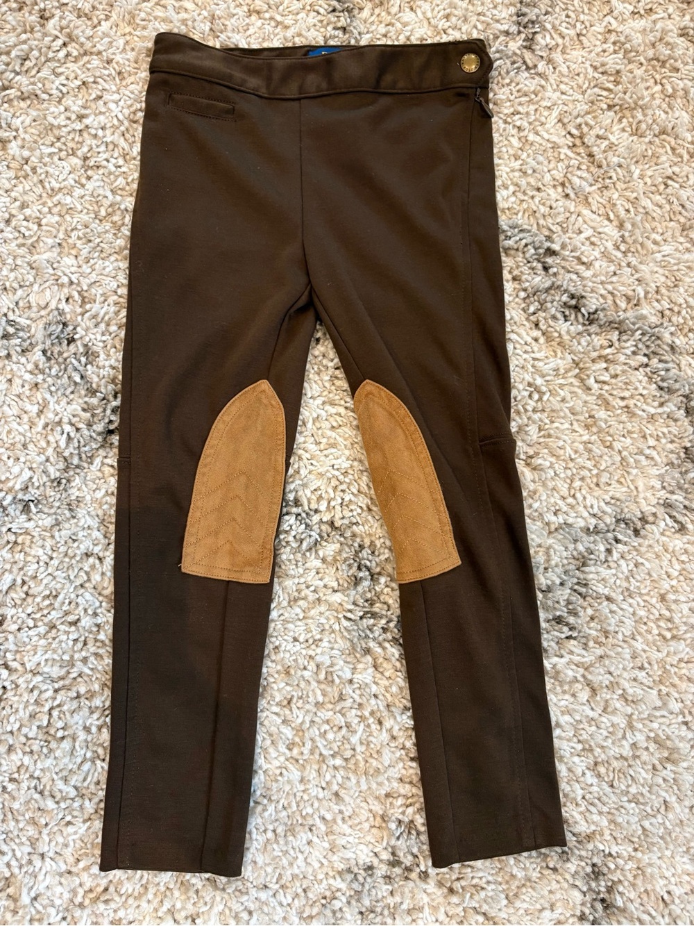 Polo Ralph Lauren Girls Equestrian Riding Pants Brown Suede Knee Patches Size 4